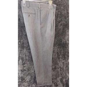 Roundtree & Yorke Gray Herringbone Pleated Dress Pants 34x32